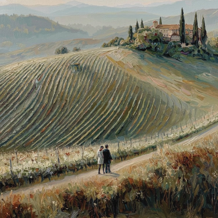 connoisseurs walking vineyard 